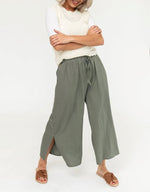 Women's Drawstring Wide Leg Side Slit Pants