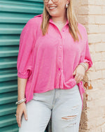 Women's Dolman Sleeves Ribbed Button Down Top