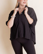 Women's Dolman Sleeves Ribbed Button Down Top