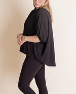 Women's Dolman Sleeves Ribbed Button Down Top
