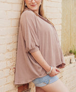 Women's Dolman Sleeves Ribbed Button Down Top