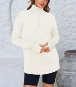 Women's Half Zip Oversized Ribbed Knit Pullover Sweater (Buy2 Free Shipping )