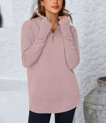 Women's Half Zip Oversized Ribbed Knit Pullover Sweater (Buy2 Free Shipping )