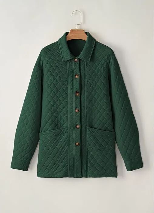 Women'sCasual Button Down Long Sleeve Quilted Jackets