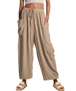 Women??s Casual Linen Blend Palazzo Pants