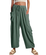 Women??s Casual Linen Blend Palazzo Pants