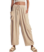 Women??s Casual Linen Blend Palazzo Pants