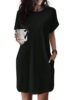Women's Casual Short Sleeve T-Shirt Dress with Pockets
