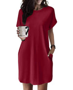 Women's Casual Short Sleeve T-Shirt Dress with Pockets