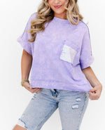 Women's Mineral Wash Sparkle Pocket Boxy T-shirts