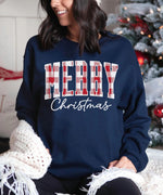 "Merry Christmas" Plaid Graphic Sweatshirt