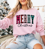 "Merry Christmas" Plaid Graphic Sweatshirt