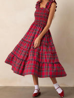 Women's Sleeveless Plaid Ruffle A-Line Dress