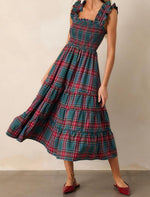 Women's Sleeveless Plaid Ruffle A-Line Dress
