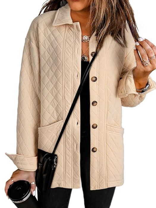 Women'sCasual Button Down Long Sleeve Quilted Jackets