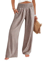Women's High Waisted Gingham Palazzo Pants