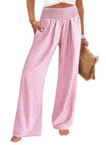 Women's High Waisted Gingham Palazzo Pants