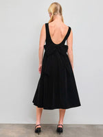 Boat Neck Bowknot Backless Midi Dress