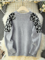 Women's Leopard Print Patchwork Sweater