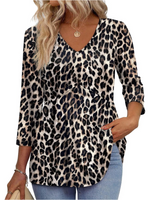Women's V-Neck 3/4 Sleeve Ruffled hem Top