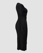 Women's Cable Knit Wrap Midi Dress