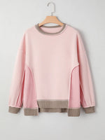Women's Color Block Patchwork Waffle Knit Sweatshirt