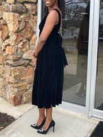 Boat Neck Bowknot Backless Midi Dress
