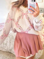 Women's Cute Bow Print Sweater
