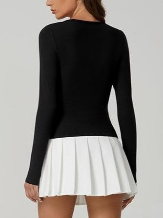 Women's Long Sleeve Ribbed Crewneck Tops