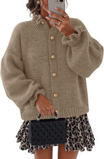 Women's Ruffled Neckline Button Up Cardigan