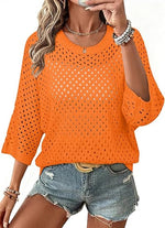 Women's Crochet 3/4 Length Sleeve Shirts