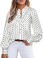 Women's V Neck Half Button Down Business Blouses
