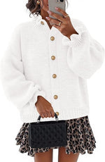 Women's Ruffled Neckline Button Up Cardigan