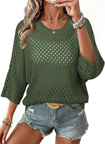 Women's Crochet 3/4 Length Sleeve Shirts