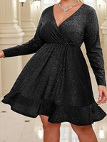 Women's V Neck Sequin Mini Dress