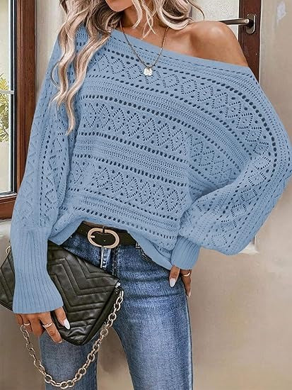 Women's Off Shoulder Batwing Oversized Sweater