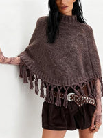 Fringe Asymmetrical Shawl Sweater Cape