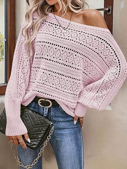 Women's Off Shoulder Batwing Oversized Sweater