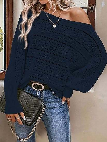 Women's Off Shoulder Batwing Oversized Sweater