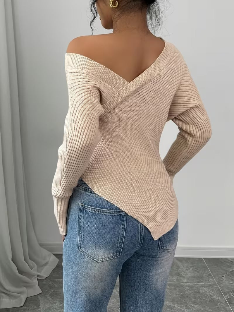 Women's Asymmetrical One-Shoulder Knitted Top