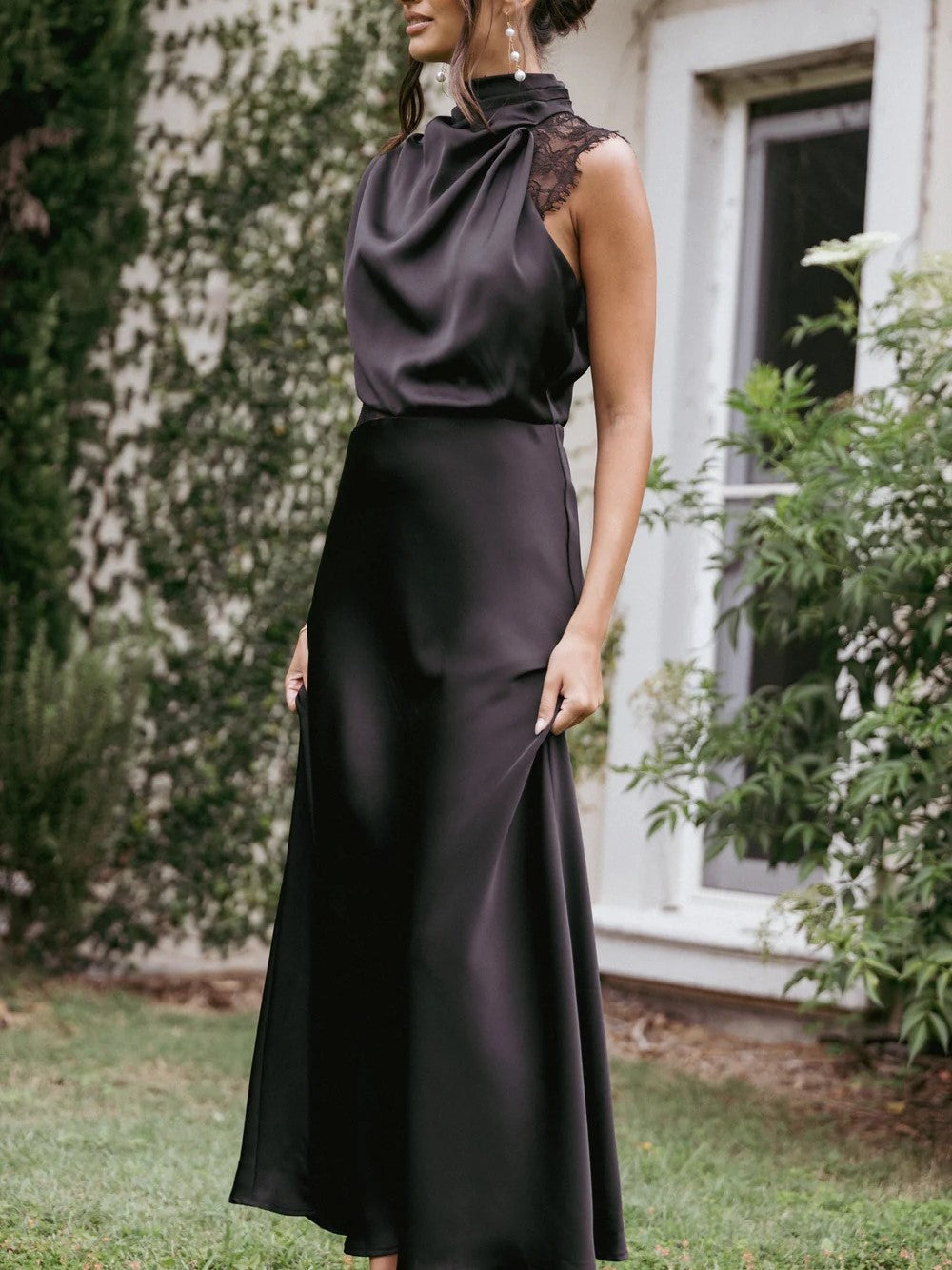 Women's Halter Neck Lace Maxi Dress