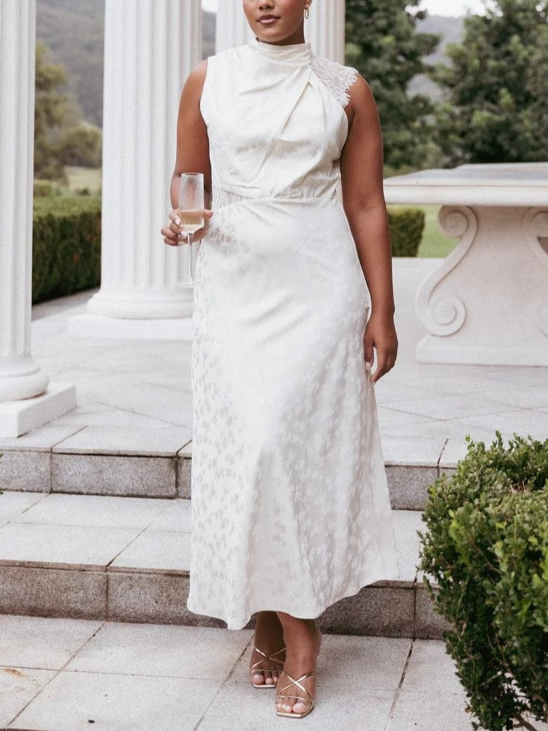 Women's Halter Neck Lace Maxi Dress