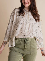 Women's Textured Bloom Button Up Top