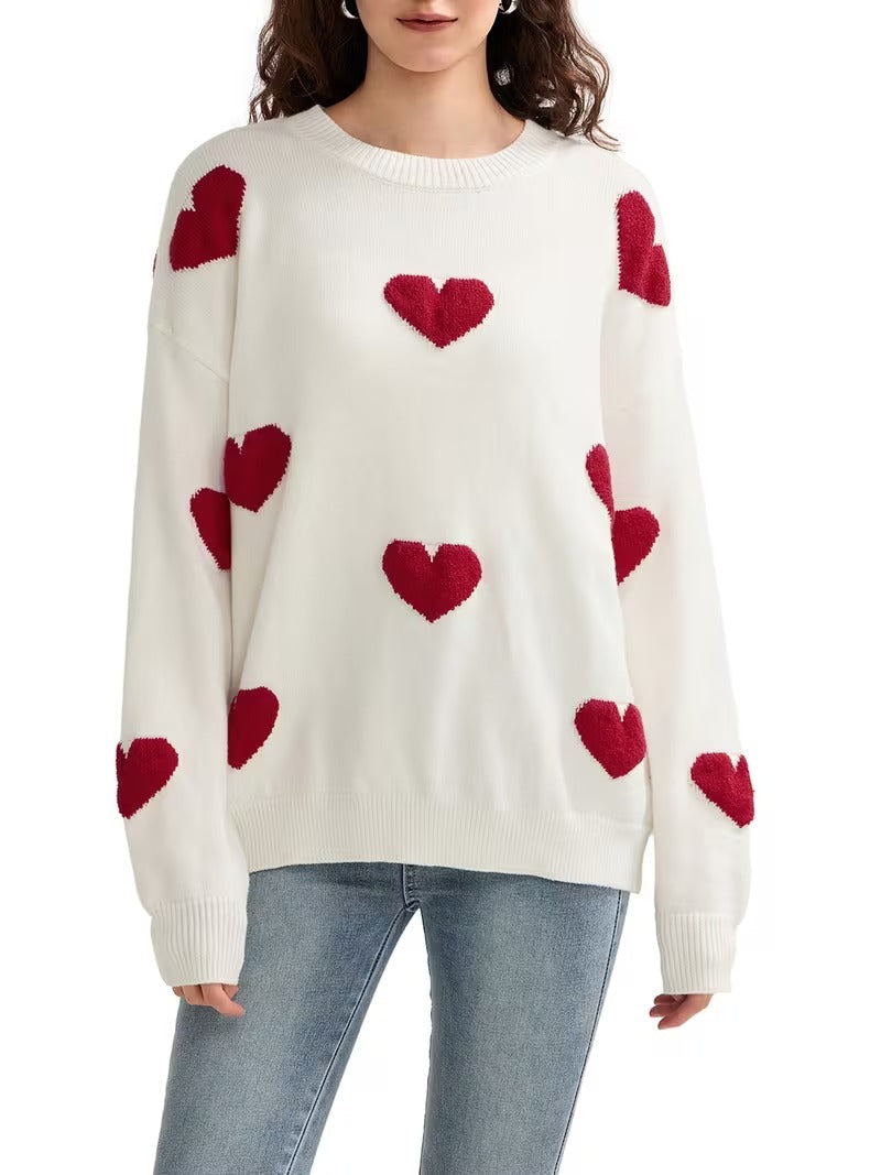Women's Valentine Heart Print Sweater