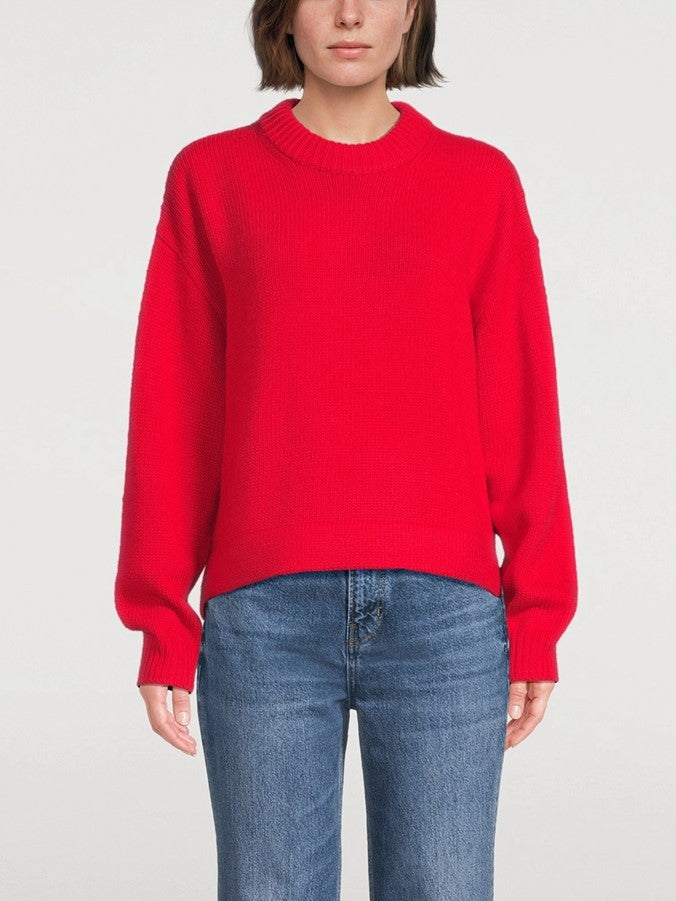 Women's Crew Neck Ribbed Sweater