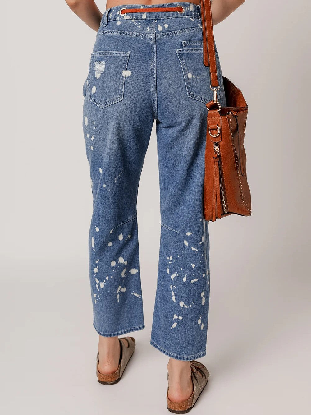 Casual Women's Distressed Drawstring Jeans