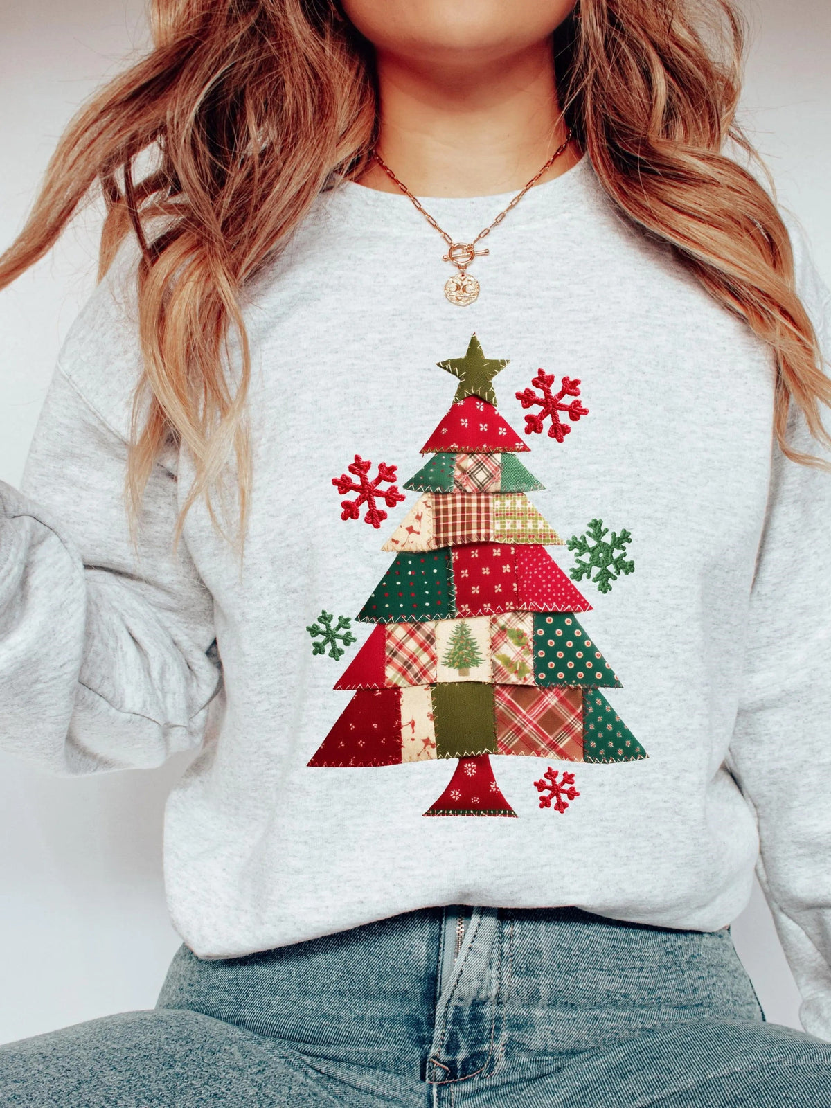 Women's Patchwork Christmas Tree Sweatshirt