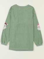 Women's Grass Green Santa Claus Graphic Sequins Sweatshirt