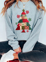 Women's Patchwork Christmas Tree Sweatshirt