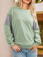Women's Striped Round Neck Long Sleeve Sweatshirt